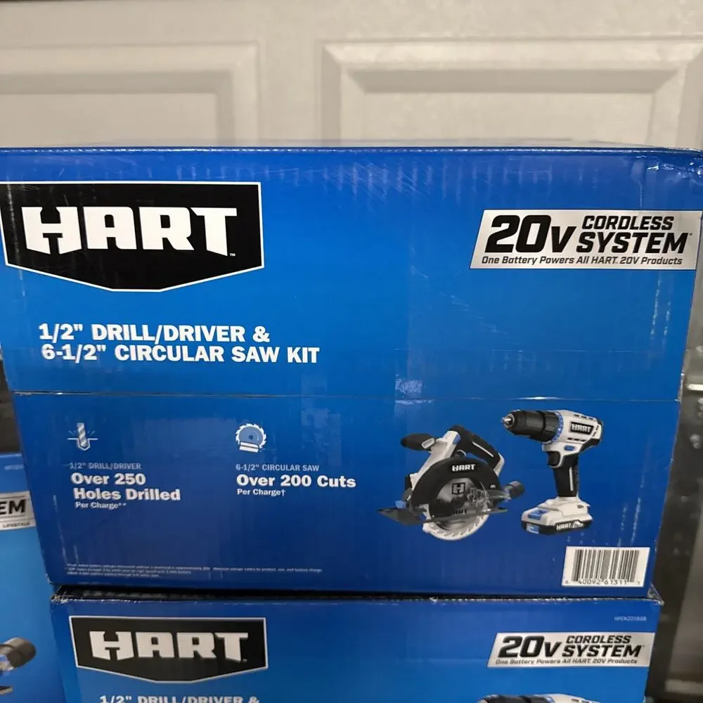 HART 20v Drill & Circular Saw Combo Kit HPCK221BSB 2.0Ah Battery Charger Bag